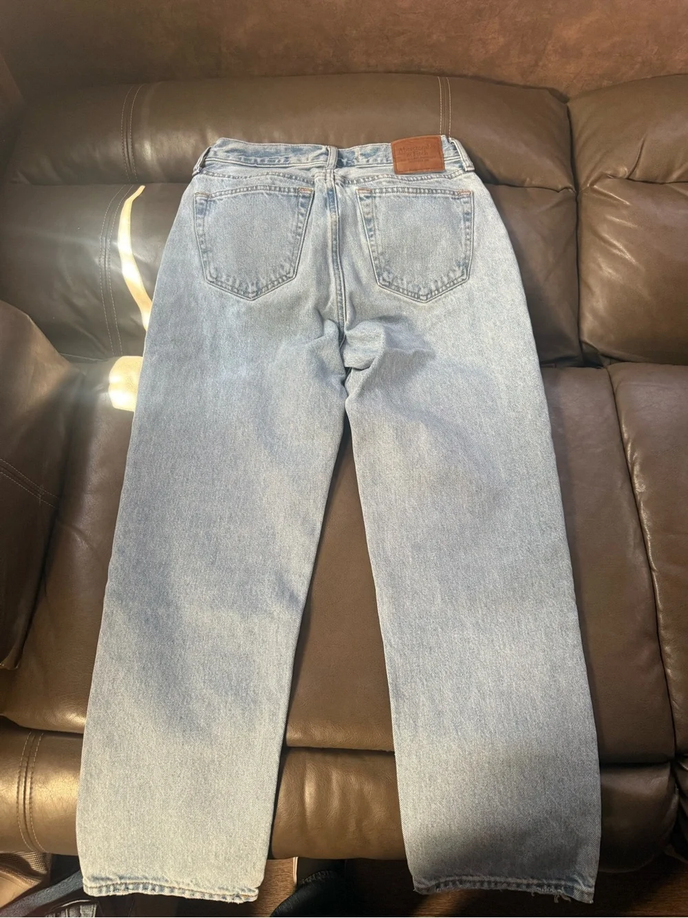 0004. Abercrombie & Fitch Men's Light Blue Straight Jeans
